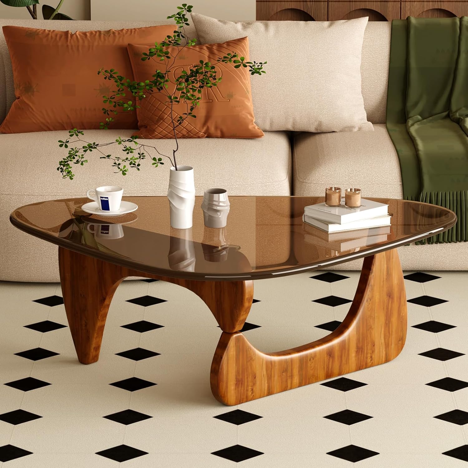 JCAJCA glass coffee table in a contemporary living room setting