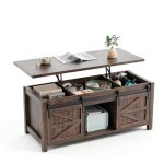 Furnihold Coffee Table Wood Grain Farmhouse Design-0