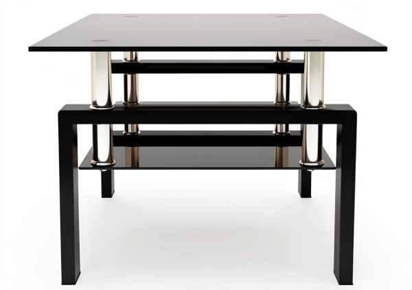 IANIYA Coffee Table Modern Design Metal Frame Tempered Glass-7