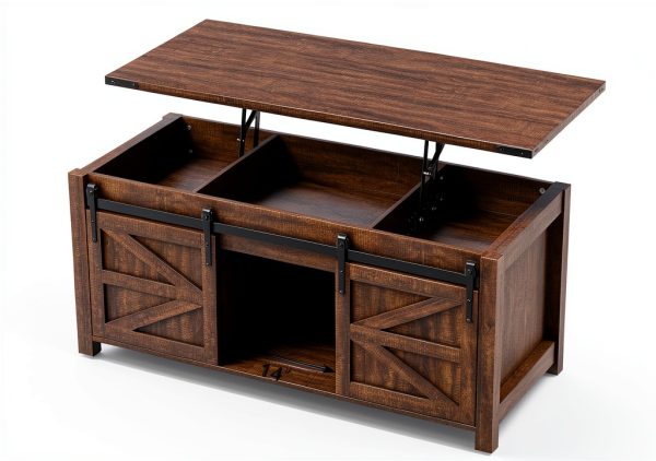 Furnihold Coffee Table Wood Grain Farmhouse Design-1
