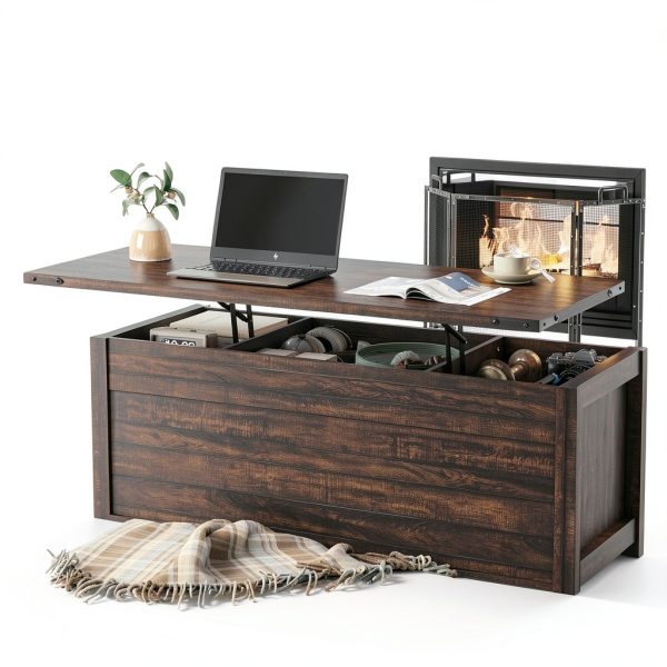 Furnihold Coffee Table Wood Grain Farmhouse Design-2