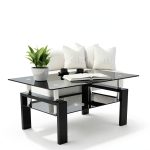 IANIYA Coffee Table Modern Design Metal Frame Tempered Glass-0