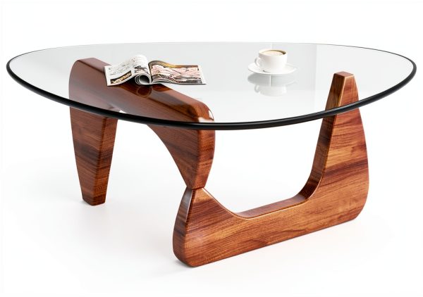 LZYFY Modern Coffee Table Tempered Glass Wood Base-8