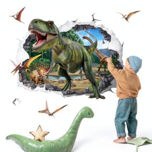 Wondever Dinosaur Wall Stickers Waterproof Christmas Decor-0