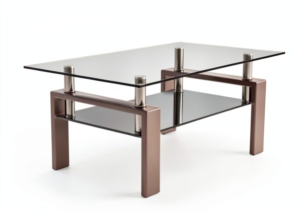 IANIYA Coffee Table Modern Design Metal Frame Tempered Glass-1