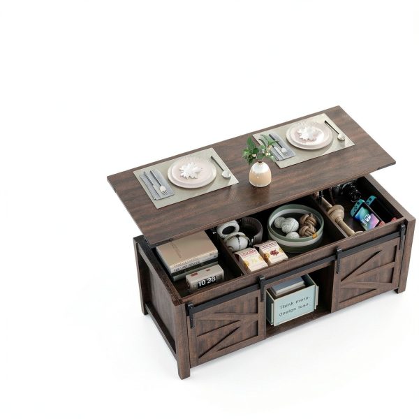 Furnihold Coffee Table Wood Grain Farmhouse Design-4