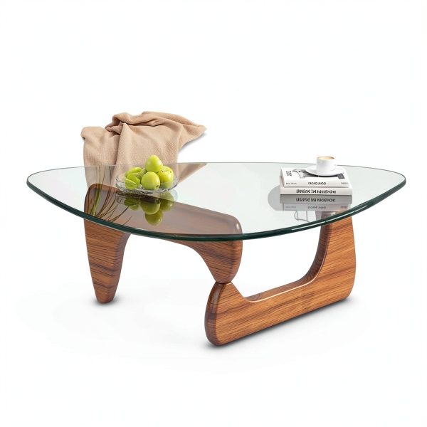 LZYFY Modern Coffee Table Tempered Glass Wood Base-7