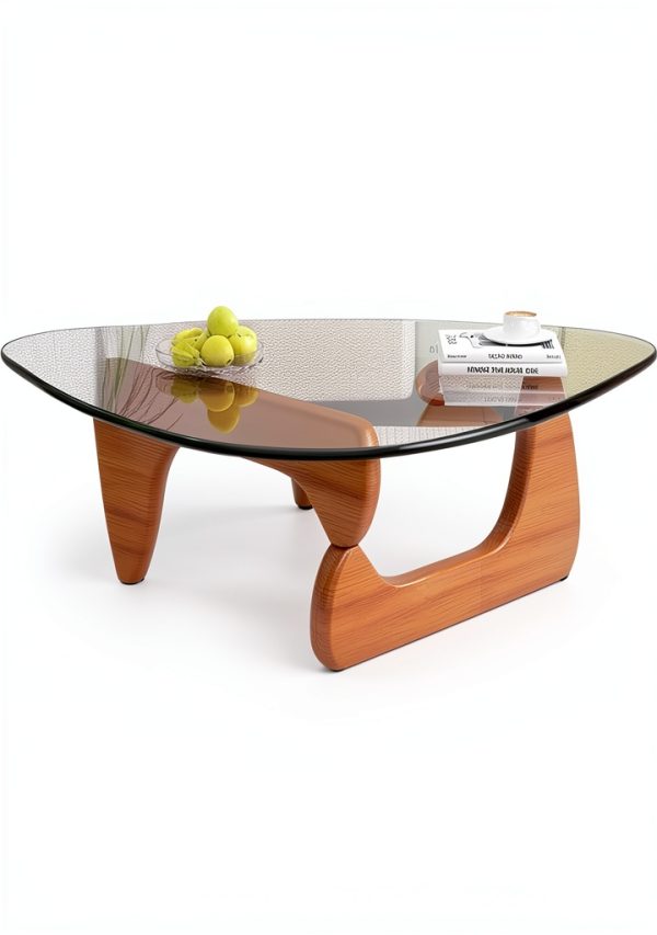 LZYFY Modern Coffee Table Tempered Glass Wood Base-1