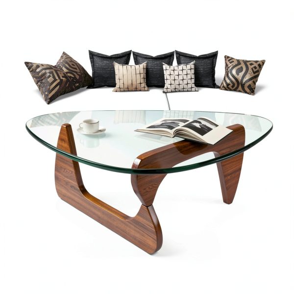 LZYFY Modern Coffee Table Tempered Glass Wood Base-5