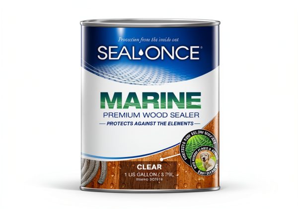 Seal-Once Marine Wood Sealer 1 Gallon Clear Waterproof Finish-1