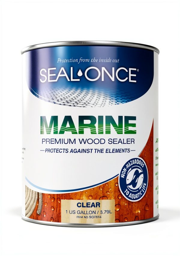 Seal-Once Marine Wood Sealer 1 Gallon Clear Waterproof Finish-0