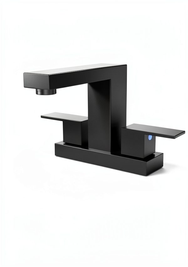Cobbe Bathroom Faucet 3-Hole Matte Black 4"Centerset with Pop‑Up Drain-6