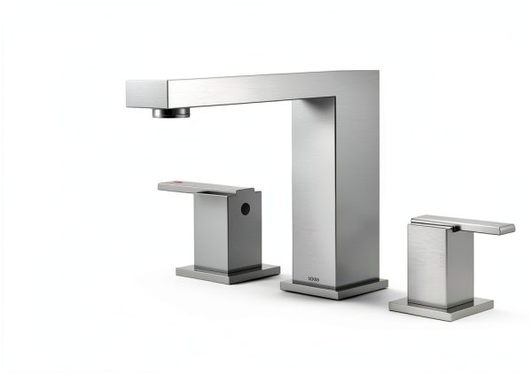 KENES Brushed Nickel Widespread Bathroom Faucet 2 Handle Bathroom Sink Faucet 3 Hole, 8-Inch 3 Pieces Vanity Faucet with Pop Up Drain & Supply Lines, KE-9050-P-1