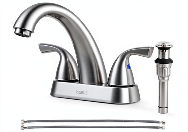 Bathroom Sink Faucet PARLOS 2-Handle Brushed Nickel Mixer Model 13598-0