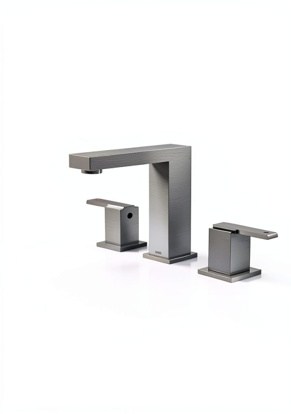 KENES Brushed Nickel Widespread Bathroom Faucet 2 Handle Bathroom Sink Faucet 3 Hole, 8-Inch 3 Pieces Vanity Faucet with Pop Up Drain & Supply Lines, KE-9050-P-2