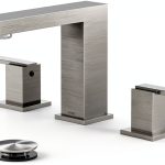 KENES Brushed Nickel Widespread Bathroom Faucet 2 Handle Bathroom Sink Faucet 3 Hole, 8-Inch 3 Pieces Vanity Faucet with Pop Up Drain & Supply Lines, KE-9050-P-0