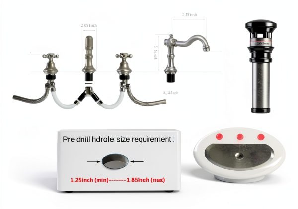GGStudy 8 inch 2 Handles 3 Holes Widespread Bathroom Sink Faucet Antique Brass Bathroom Vanity Faucet Basin Mixer Tap Faucet Matching Metal Pop Up Drain with Overflow-1