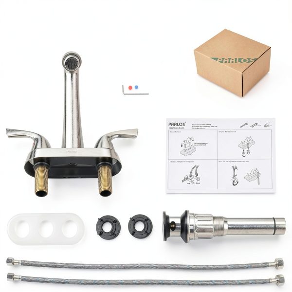 Bathroom Sink Faucet PARLOS 2-Handle Brushed Nickel Mixer Model 13598-5