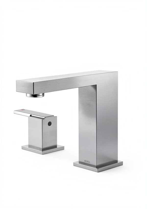 KENES Brushed Nickel Widespread Bathroom Faucet 2 Handle Bathroom Sink Faucet 3 Hole, 8-Inch 3 Pieces Vanity Faucet with Pop Up Drain & Supply Lines, KE-9050-P-5