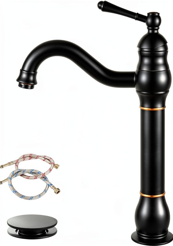 Single Handle Vessel Faucet gotonovo 360° Swivel Oil Rubbed Bronze-0