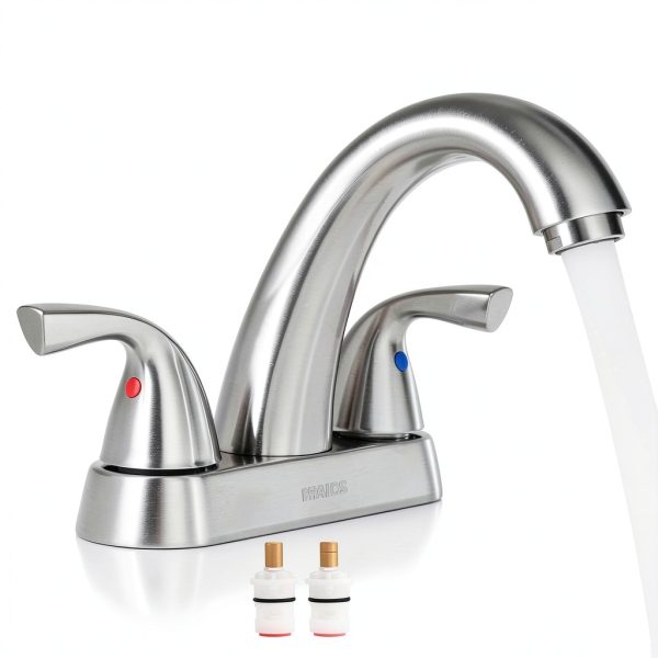 Bathroom Sink Faucet PARLOS 2-Handle Brushed Nickel Mixer Model 13598-1