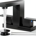 Cobbe Bathroom Faucet 3-Hole Matte Black 4"Centerset with Pop‑Up Drain-0