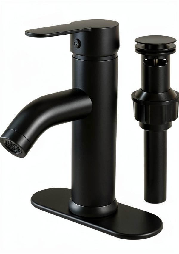 PONAFOU Black Single Hole Bathroom Faucet 1/3 Hole Touch On-0