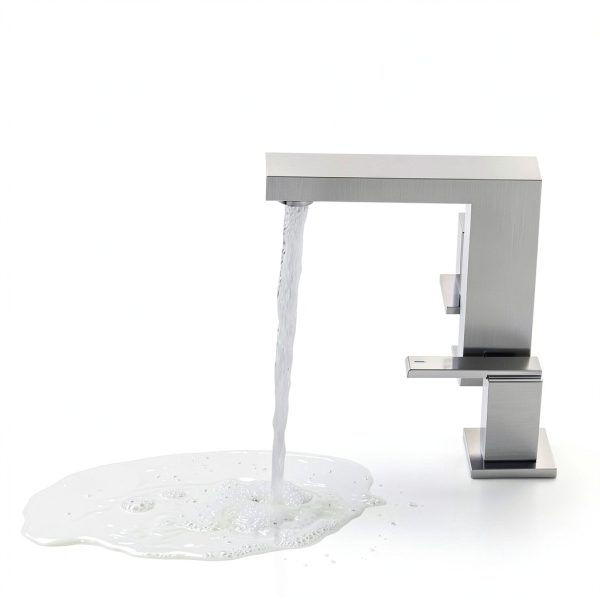 KENES Brushed Nickel Widespread Bathroom Faucet 2 Handle Bathroom Sink Faucet 3 Hole, 8-Inch 3 Pieces Vanity Faucet with Pop Up Drain & Supply Lines, KE-9050-P-6