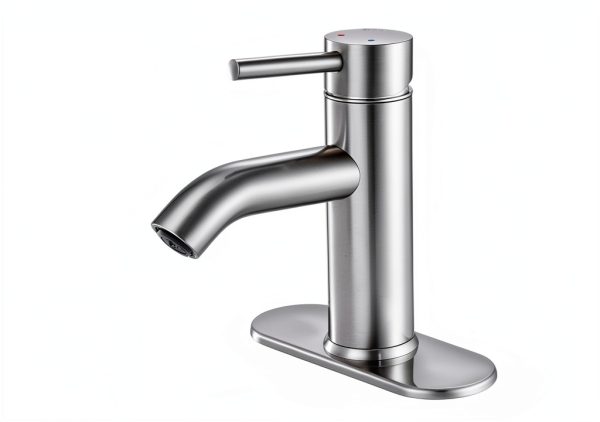 Bathroom Faucet Brushed Nickel One-Handle, Modern one Hole Bathroom Sink Faucet Lavatory Faucet with Deck-4