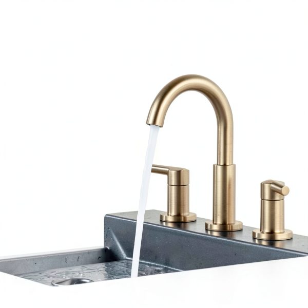 Delta Nicoli Brushed Gold Faucet 3 Hole, 8 Inch Widespread Bathroom Sink Faucet for Vanity, Push-Pop Drain Assembly, Champagne Bronze 35749LF-CZ-1