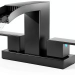 Cobbe Waterfall Bathroom Faucet 4" Centerset Black with Pop‑Up Drain-0
