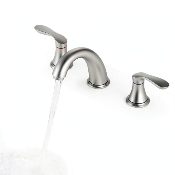 Bathroom Sink Faucet Hosslly Brushed Nickel 3-Hole with Pop‑Up Drain-3