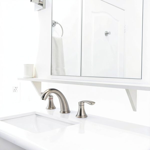 Bathroom Sink Faucet Hosslly Brushed Nickel 3-Hole with Pop‑Up Drain-2