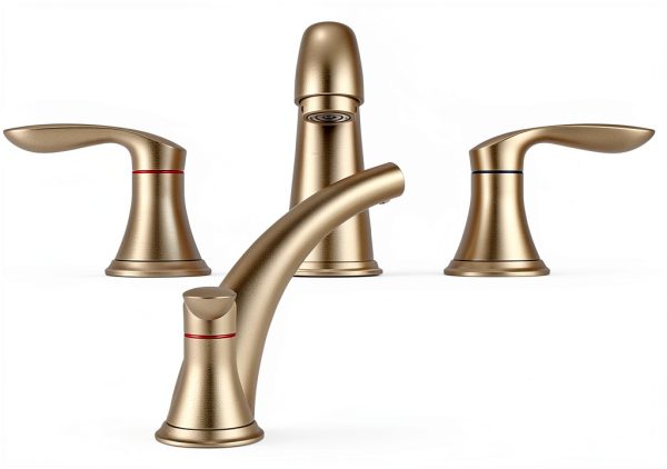 Bathroom Sink Faucet Hosslly Brushed Nickel 3-Hole with Pop‑Up Drain-5