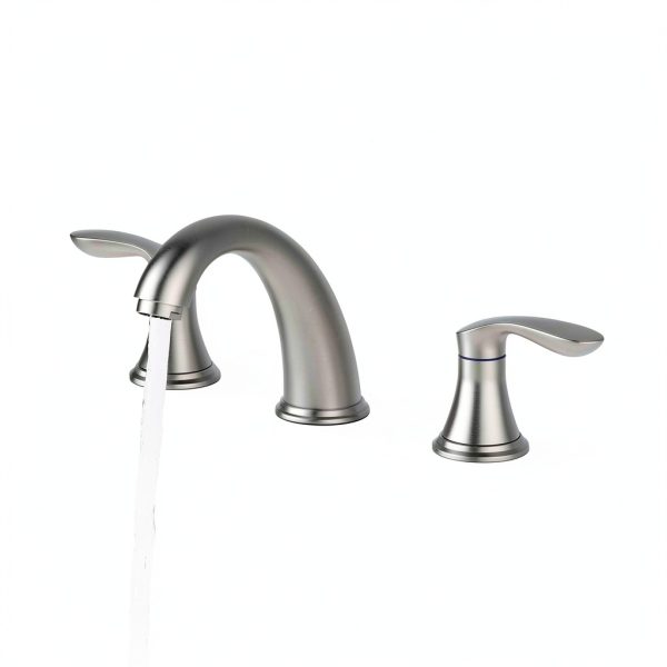 Bathroom Sink Faucet Hosslly Brushed Nickel 3-Hole with Pop‑Up Drain-1