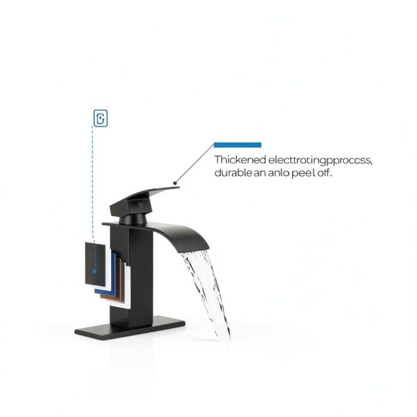 Matte Black Bathroom Faucet RNDIOZD Single‑Handle with Pop‑Up Drain-3