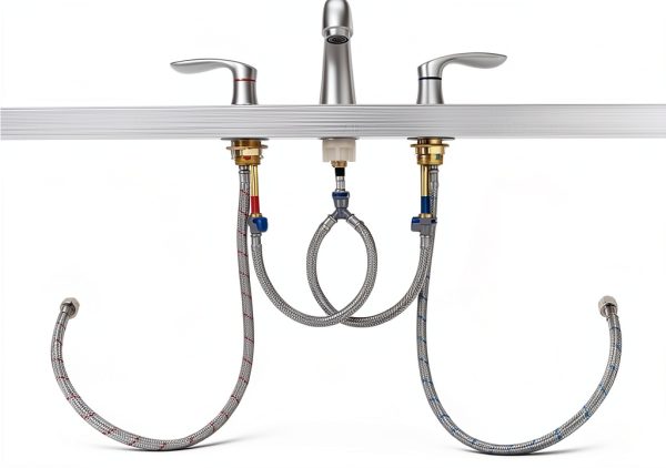 Bathroom Sink Faucet Hosslly Brushed Nickel 3-Hole with Pop‑Up Drain-7