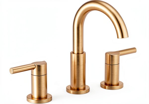 Delta Nicoli Brushed Gold Faucet 3 Hole, 8 Inch Widespread Bathroom Sink Faucet for Vanity, Push-Pop Drain Assembly, Champagne Bronze 35749LF-CZ-0