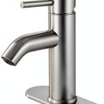 Bathroom Faucet Brushed Nickel One-Handle, Modern one Hole Bathroom Sink Faucet Lavatory Faucet with Deck-0
