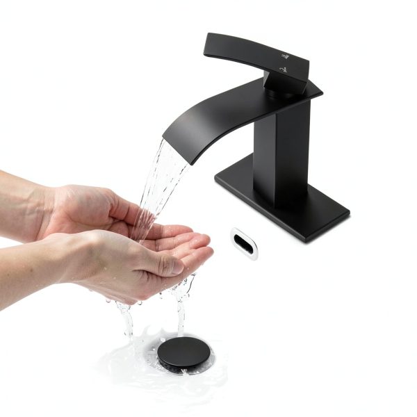 Matte Black Bathroom Faucet RNDIOZD Single‑Handle with Pop‑Up Drain-8