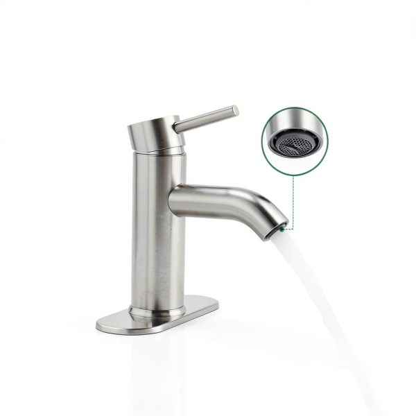 Bathroom Faucet Brushed Nickel One-Handle, Modern one Hole Bathroom Sink Faucet Lavatory Faucet with Deck-1