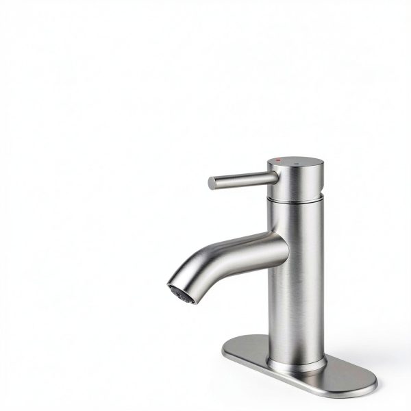Bathroom Faucet Brushed Nickel One-Handle, Modern one Hole Bathroom Sink Faucet Lavatory Faucet with Deck-2